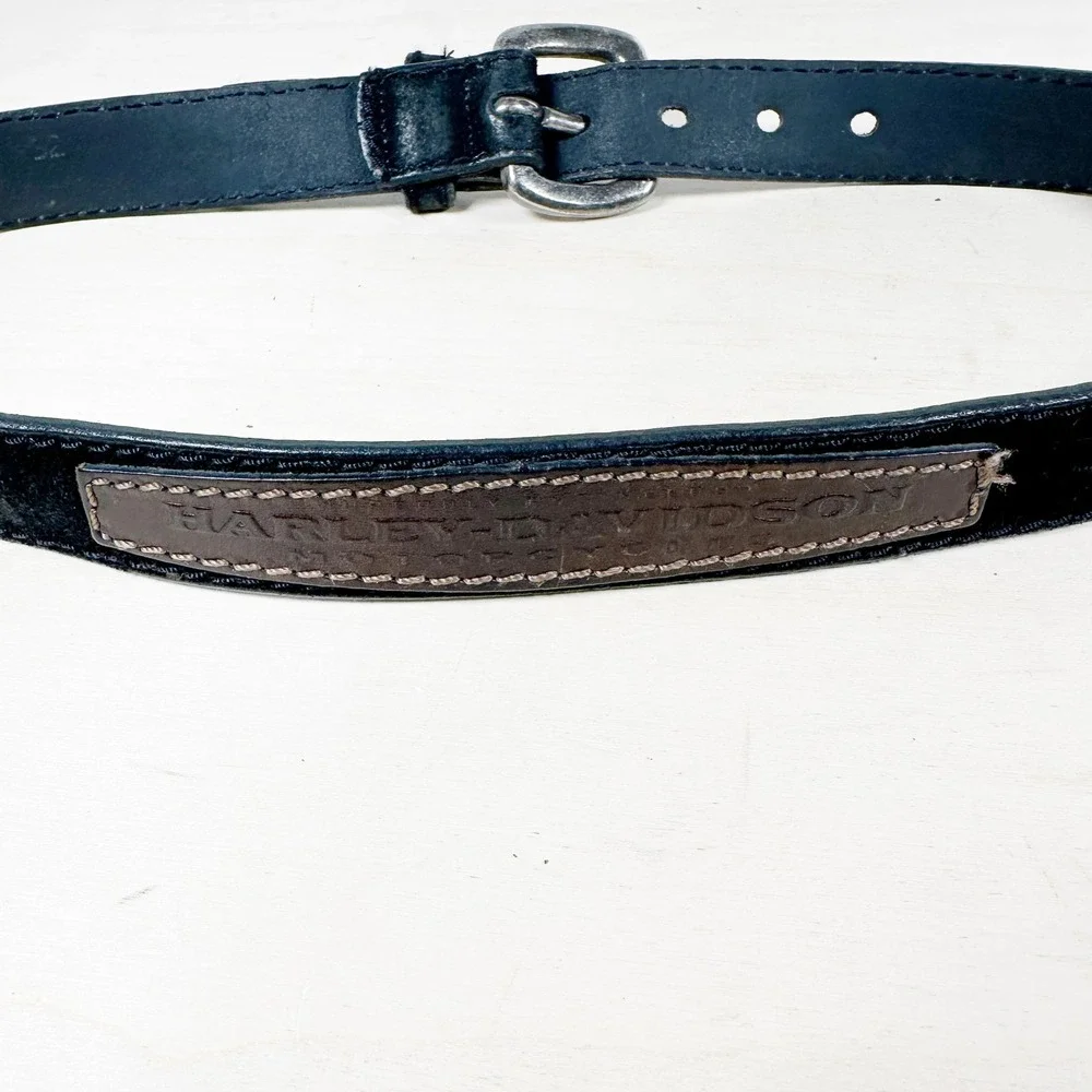 Vintage Harley Davidson Leather Belt Black 34 Authentic‎ Made in USA